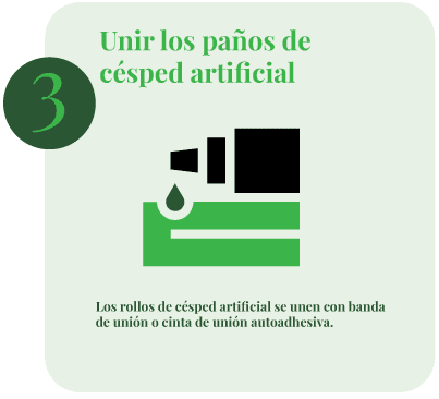 Unir los paños de césped artificial en terrazas