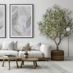 Decoración con árbol olivo artificial