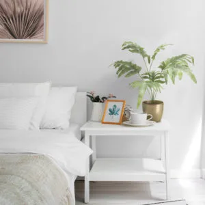 Decoración con planta artificial helecho flebodio